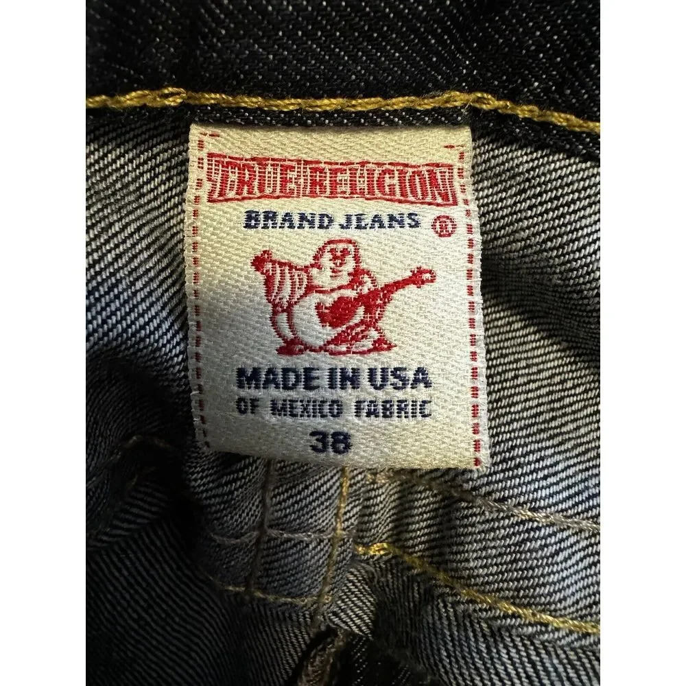 True Religion Y2K Denim Jeans Mens 38 X34 Shade Q Straight‎ Dark Wash MDE800L17